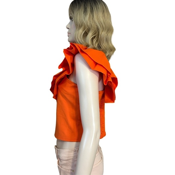 Anthropologie Sunday in Brooklyn Blouse Top One Shoulder Ruffle Flounce NWOT - Picture 5 of 16